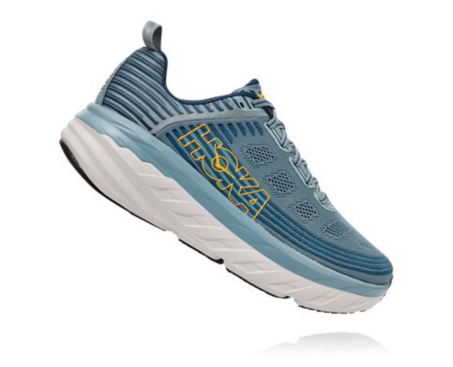 Running Shoes Mens - Hoka One One Bondi 6 - Blue - VLABWTF-32